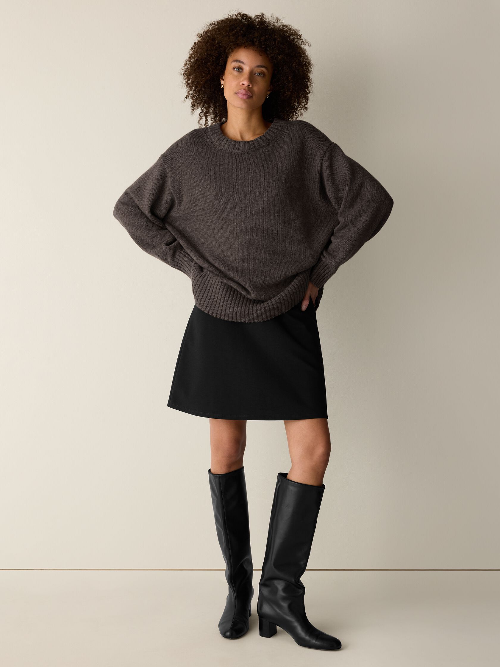 Washable Flex Ponte Flared Mini Skirt