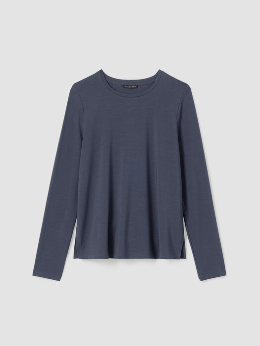 Stretch Jersey Knit Crew Neck Top