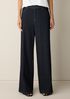 Cotton Indigo Knit Denim Wide-Leg Pant