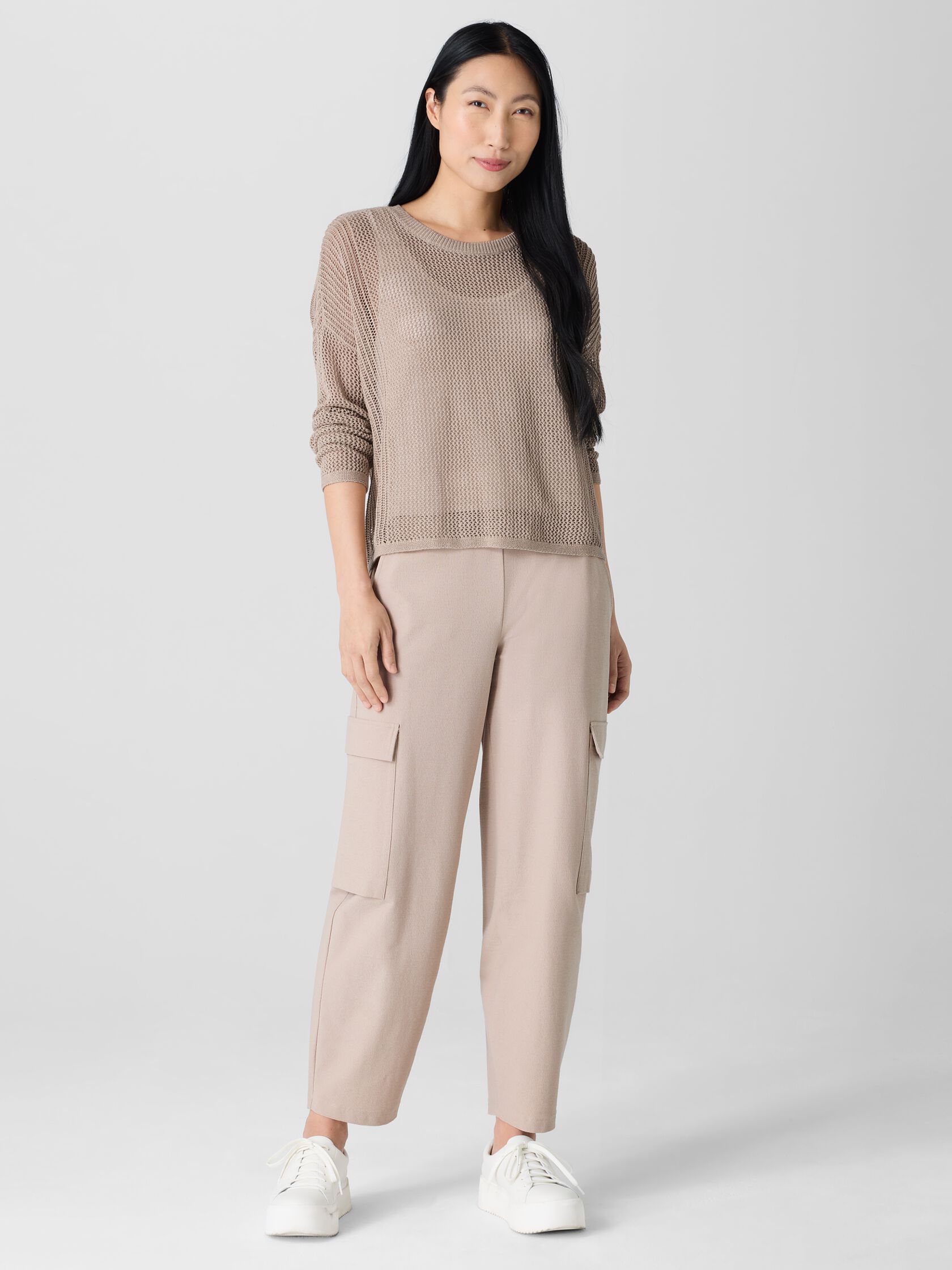 Organic Linen Cotton Cord Crew Neck Top