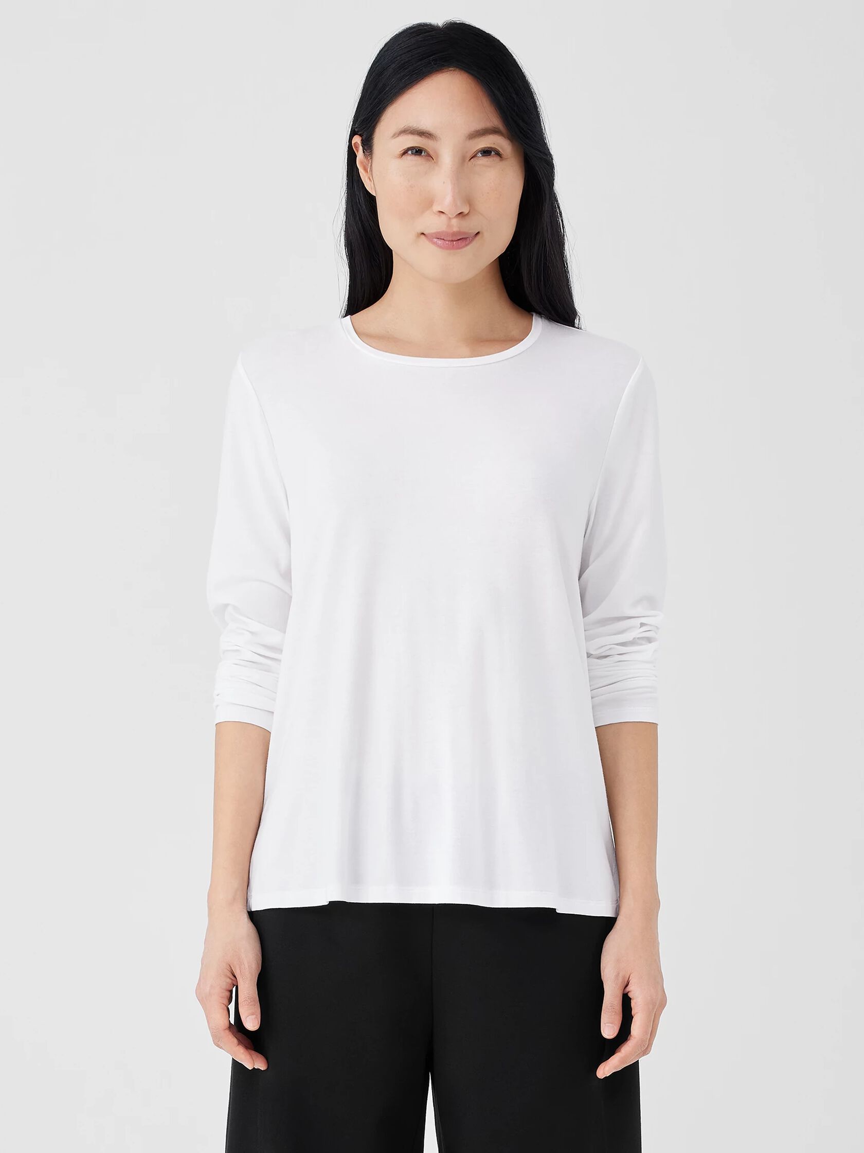 Stretch Jersey Knit Crew Neck Top