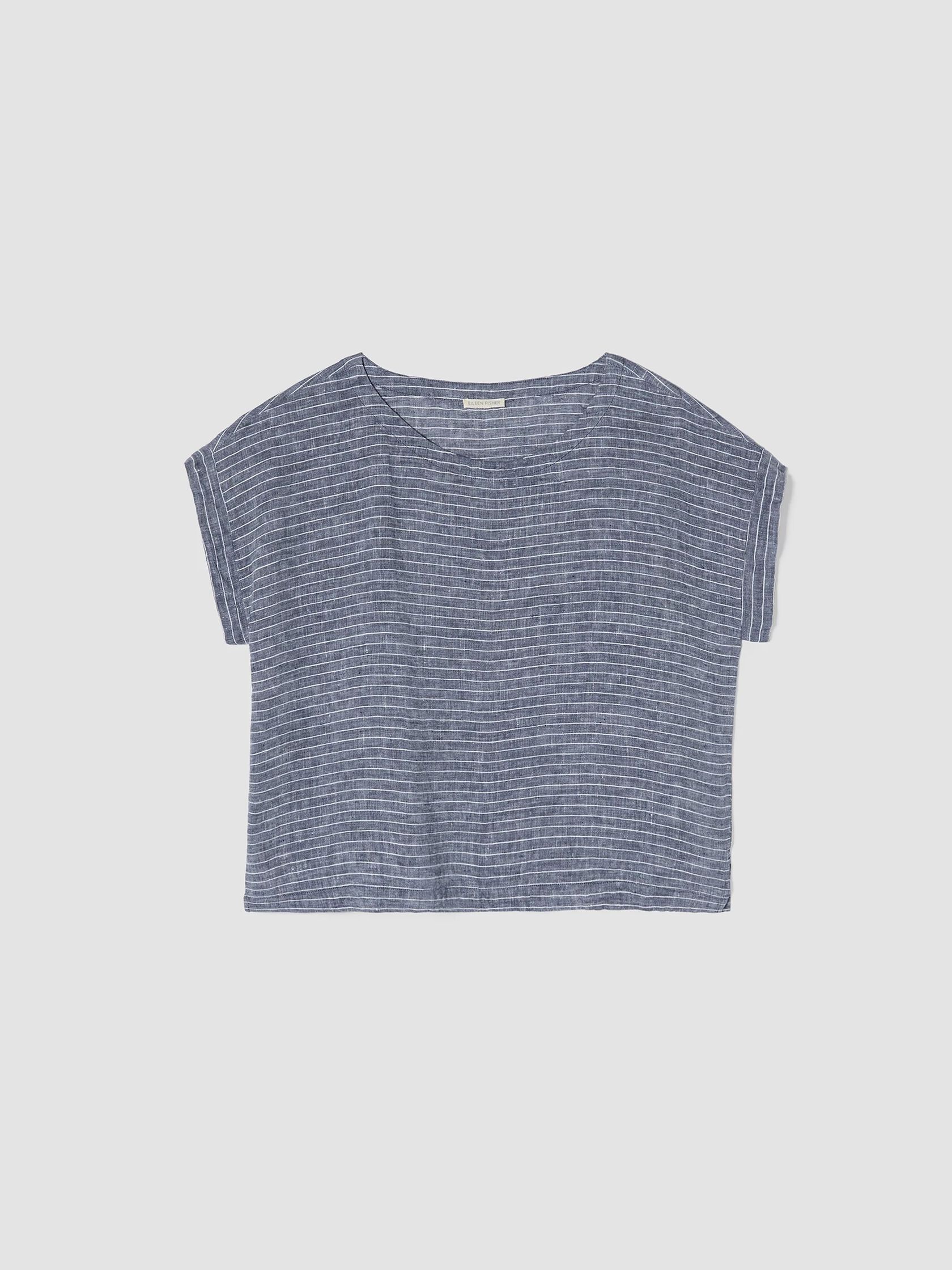 Puckered Organic Linen Ballet Neck Top