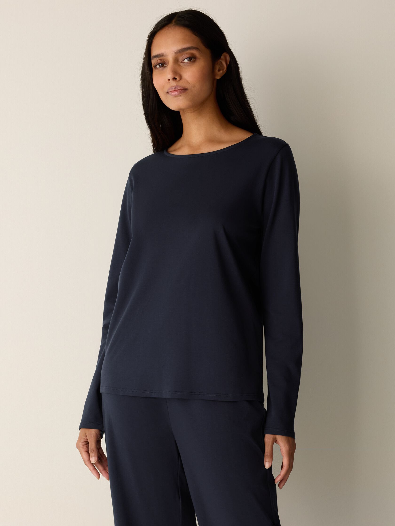 Organic Cotton Interlock Crew Neck Sleep Top