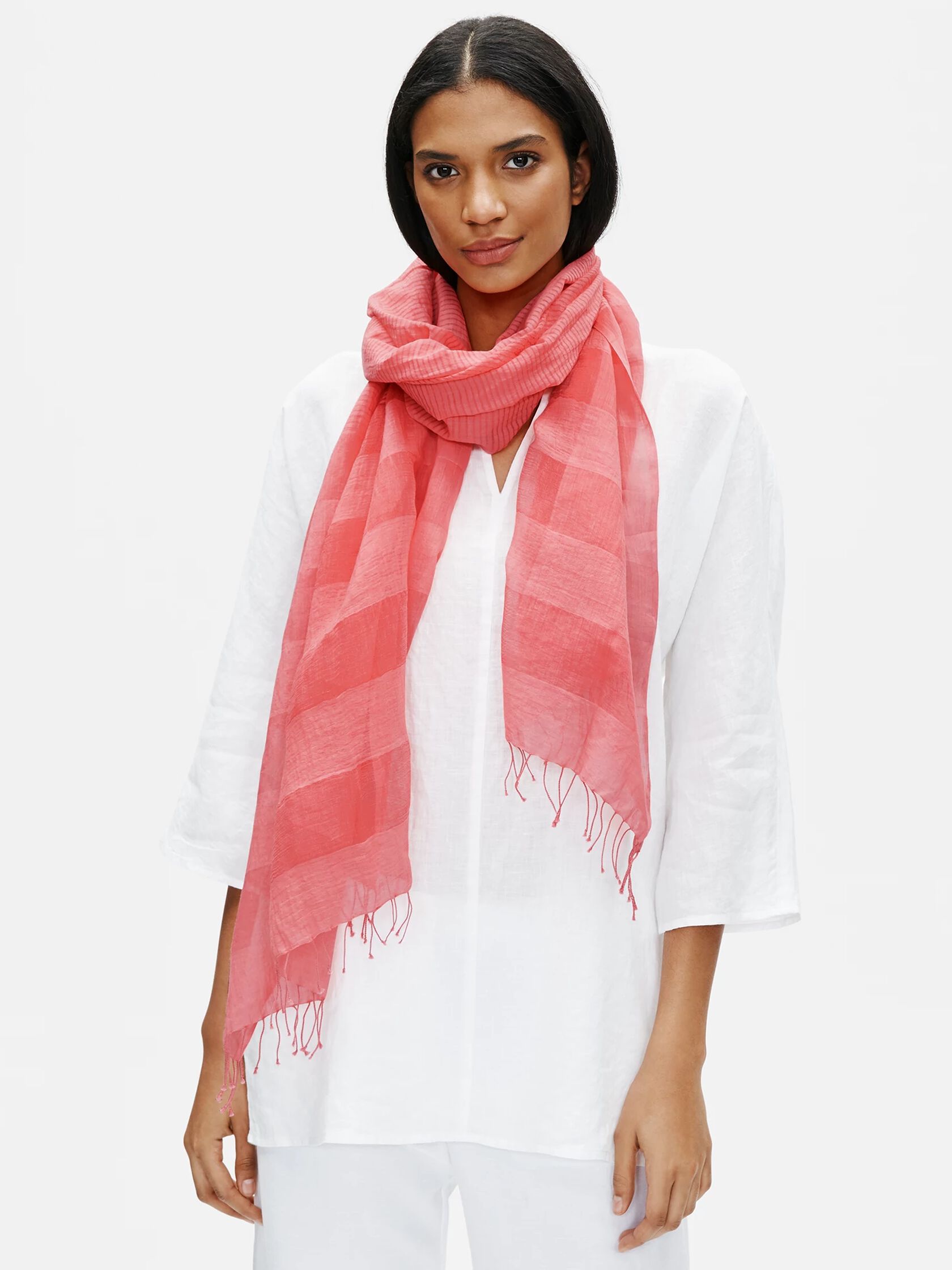 Handloomed Organic Cotton Silk Stripe Scarf