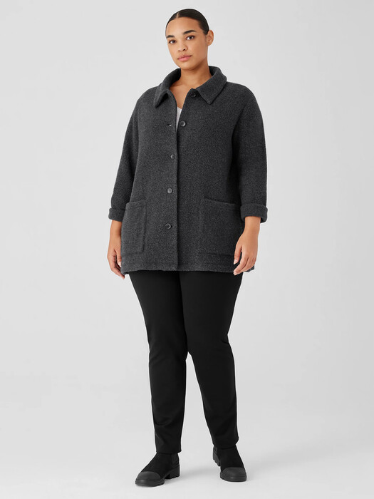 Boucle Wool Knit Classic Collar Jacket