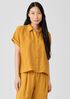 Washed Organic Linen Delave Short-Sleeve Shirt