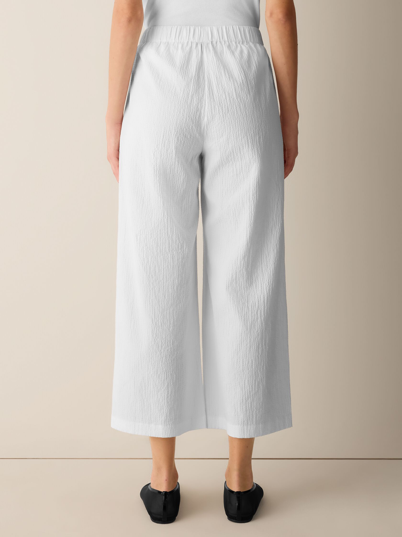 Organic Cotton Pucker Wide-Leg Pant