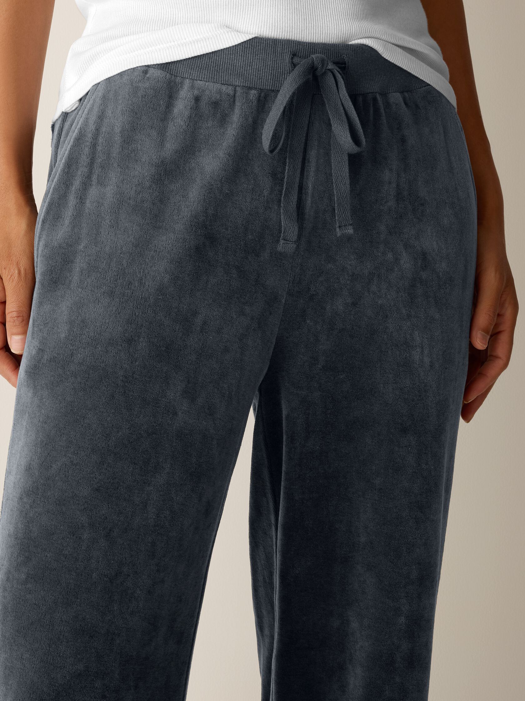 Cozy Velour Knit Wide-Leg Pant