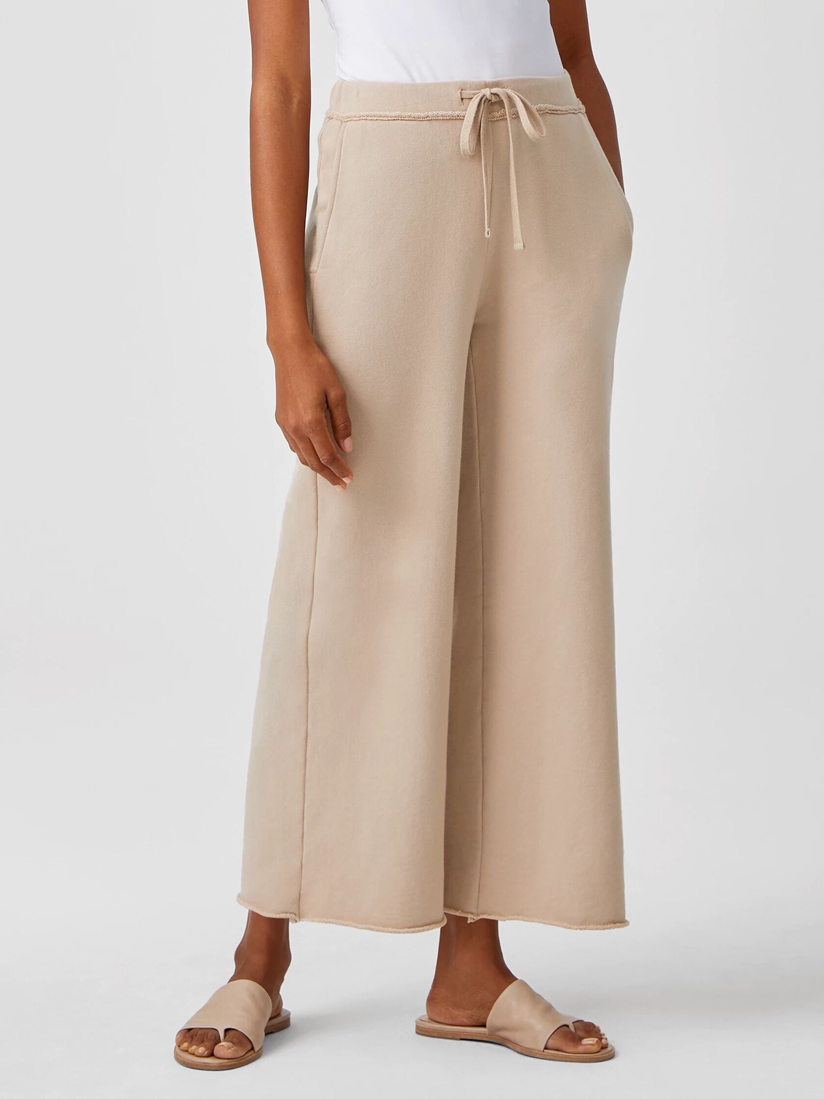 Organic Cotton French Terry Wide-Leg Pant