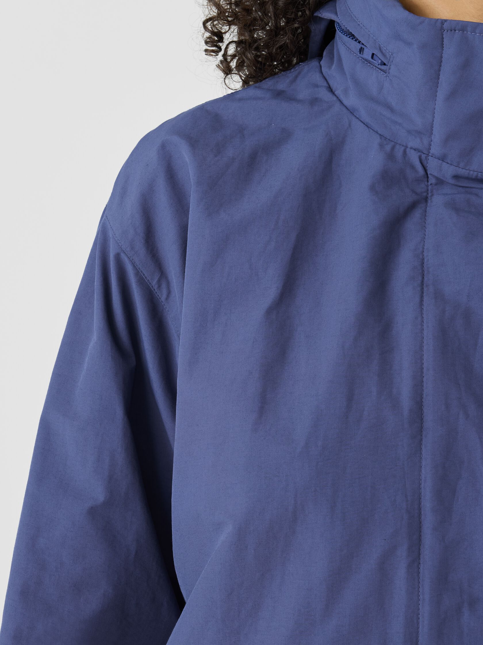 Light Cotton Nylon Stand Collar Long Coat