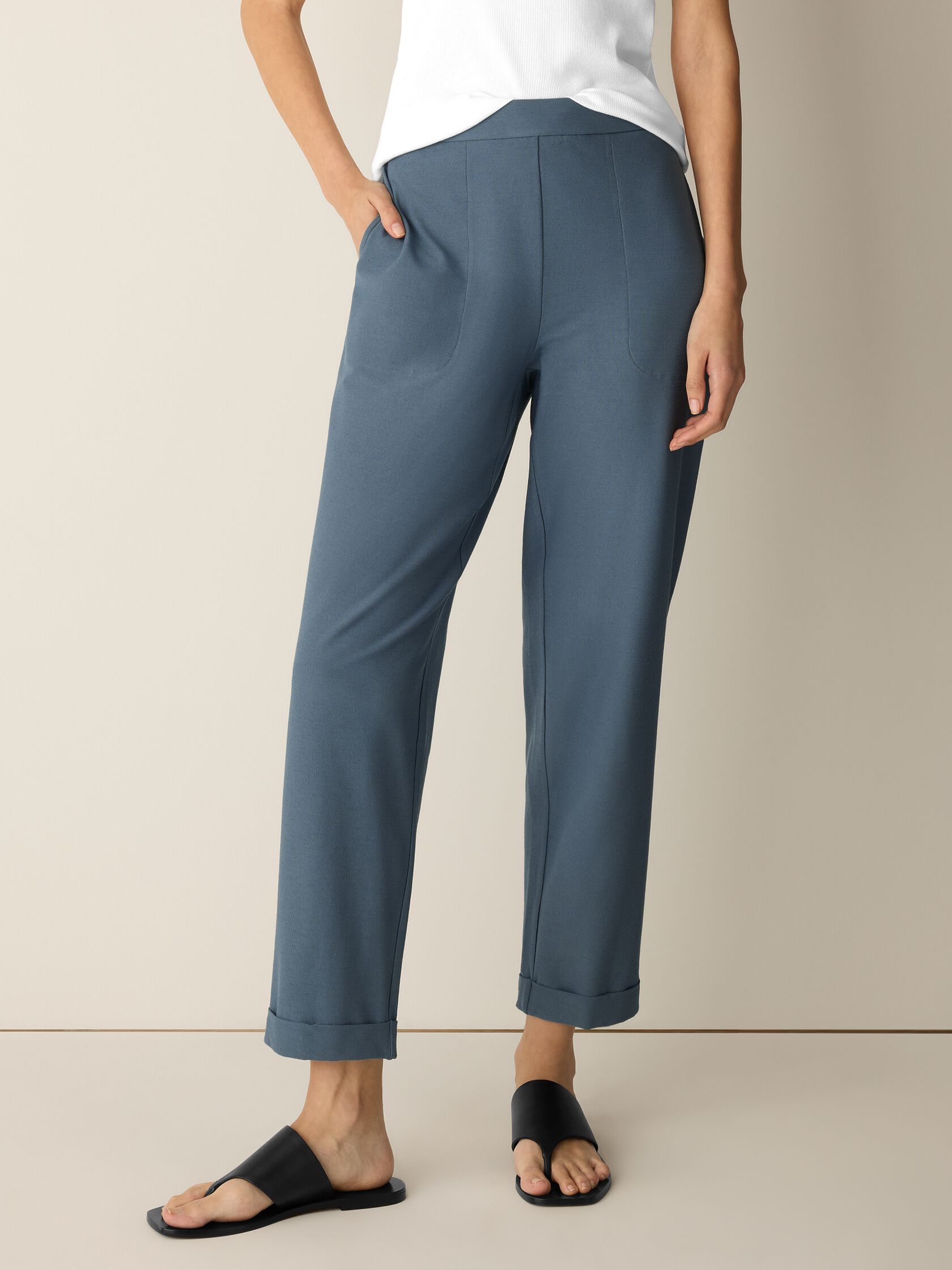 Washable Stretch Crepe Cuffed Pant