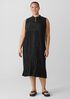 Crinkle Silk Habutai Band Collar Dress