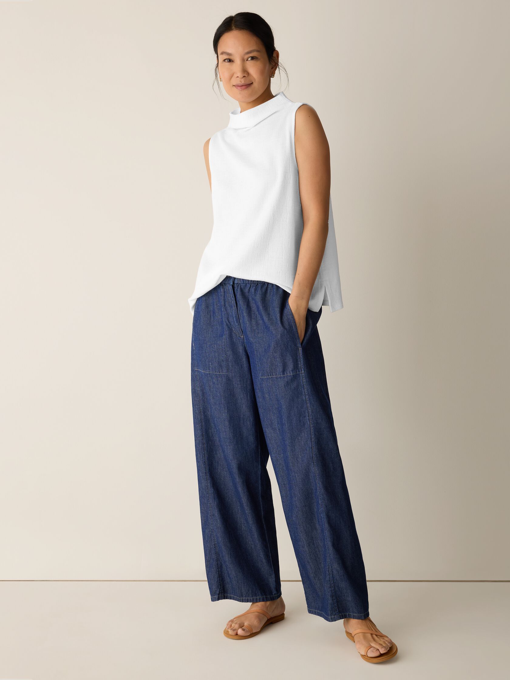 Cross Hatch Stretch Jersey Funnel Neck Tank