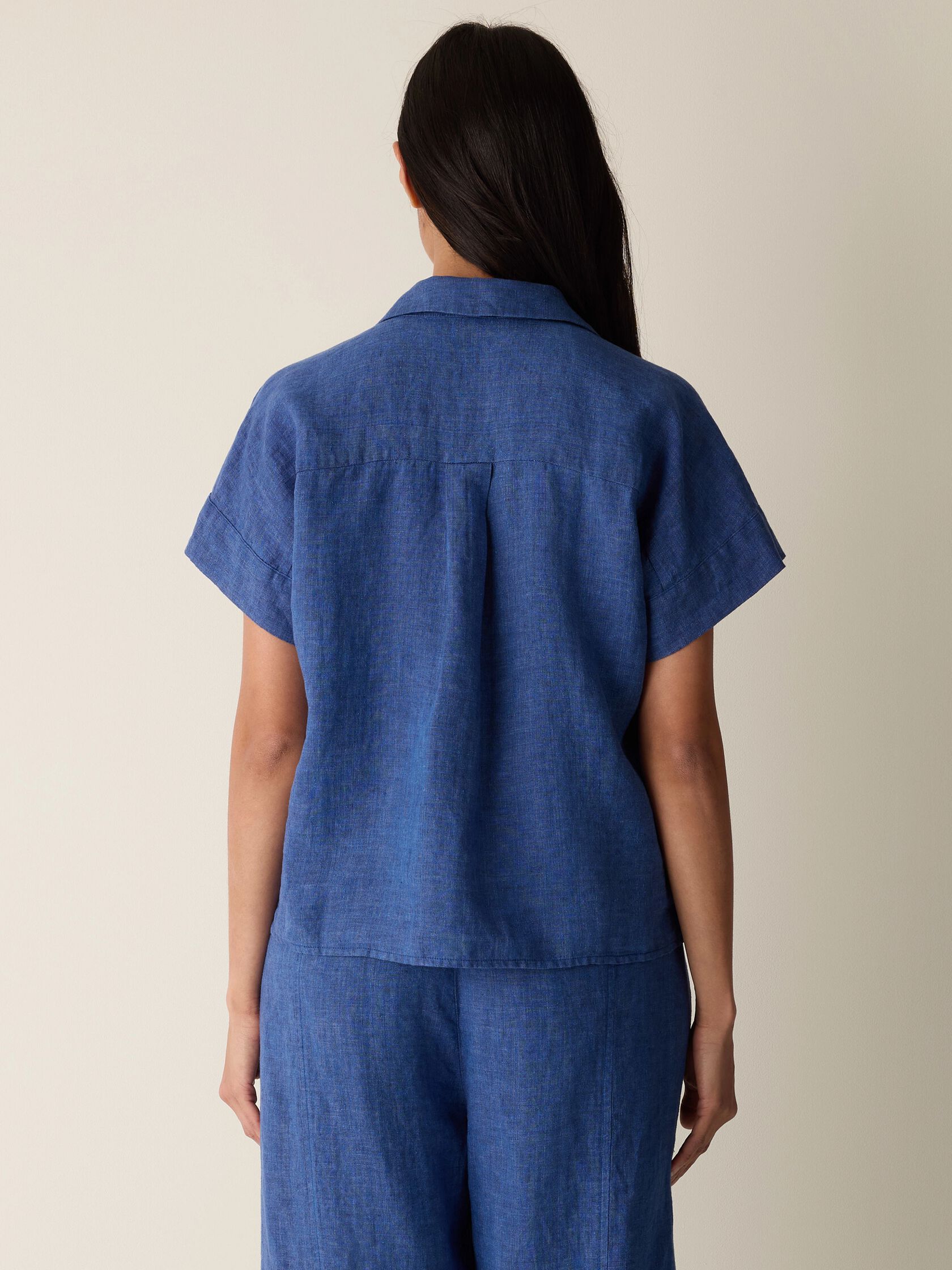 Washed Organic Linen D&eacute;lav&eacute; Notch Collar Shirt
