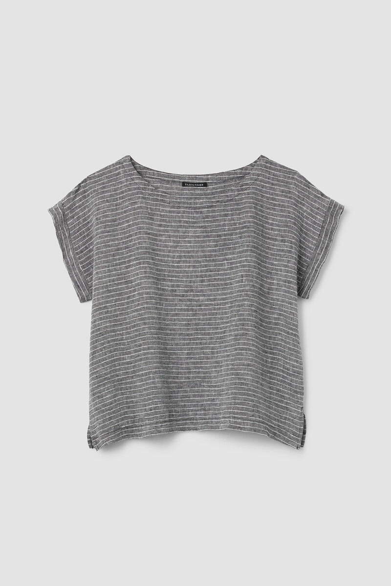 Puckered Organic Linen Ballet Neck Top Puckered Organic Linen Ballet Neck Top