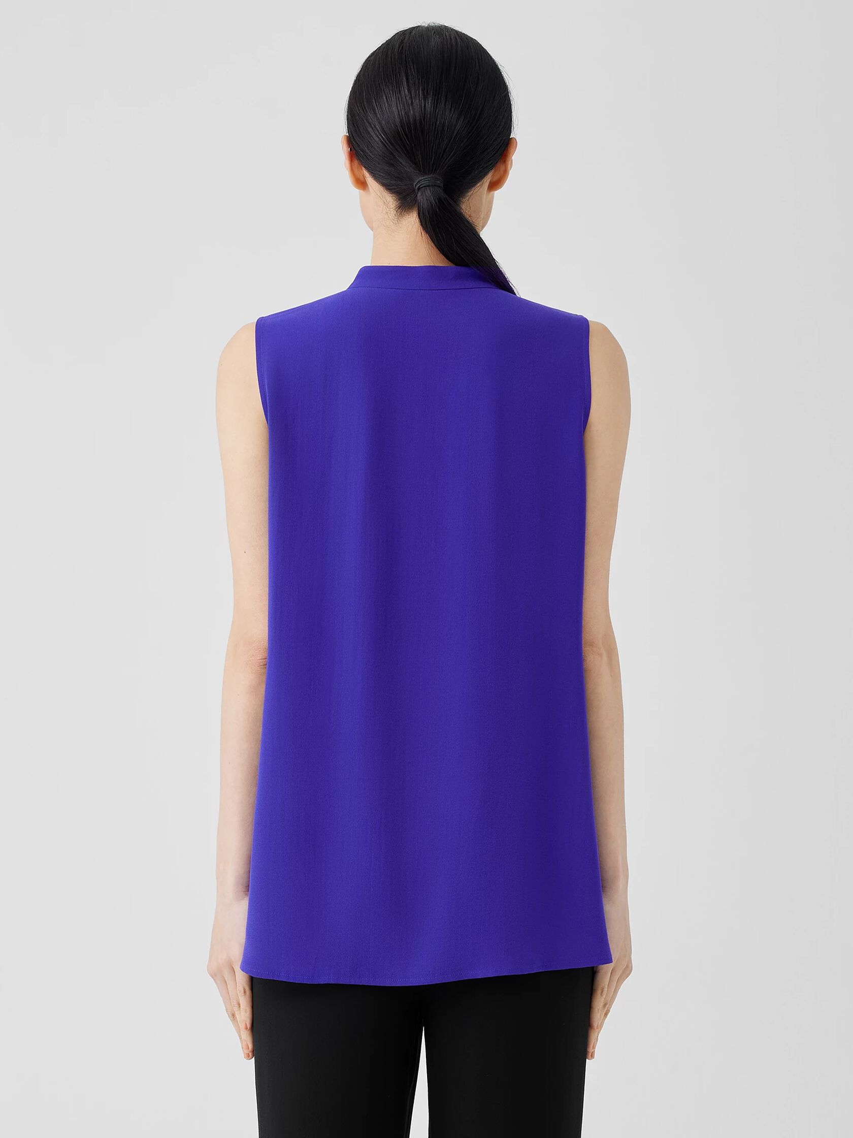 Silk Georgette Crepe Sleeveless Shirt