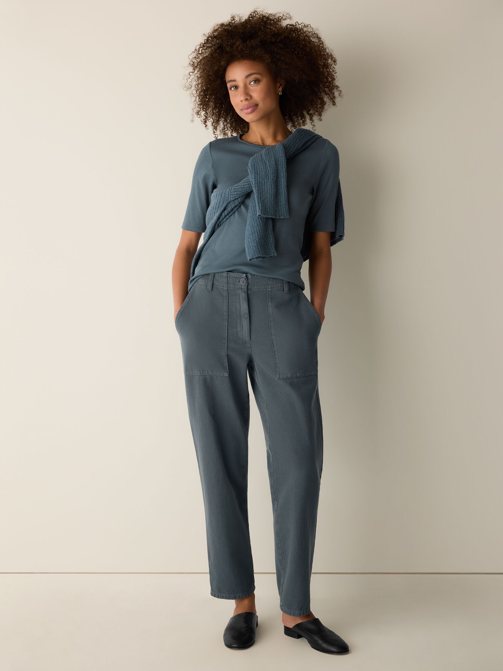 Garment-Dyed Utility Cotton Tapered Pant