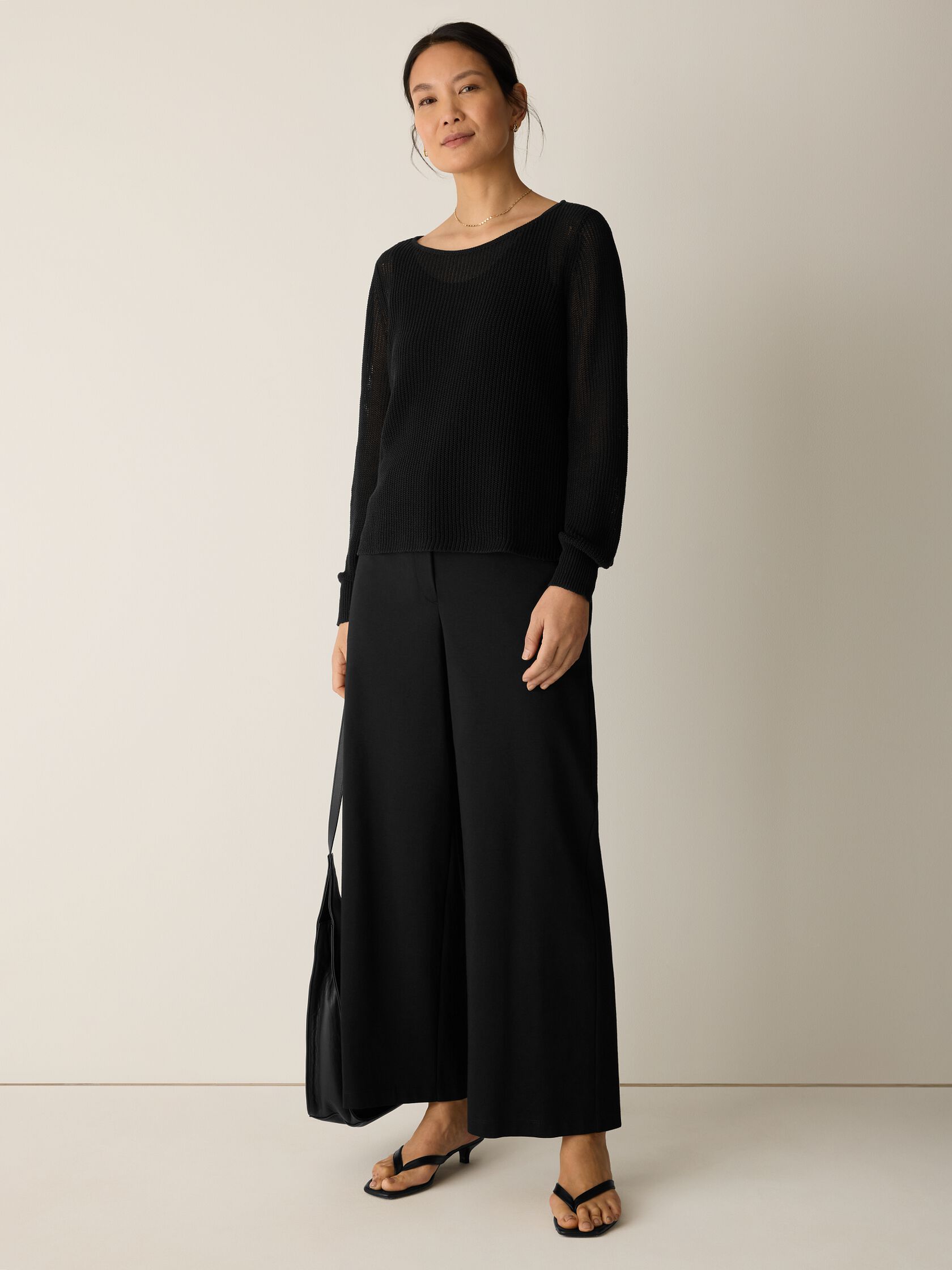 Cotton Silk Cord Ballet Neck Top