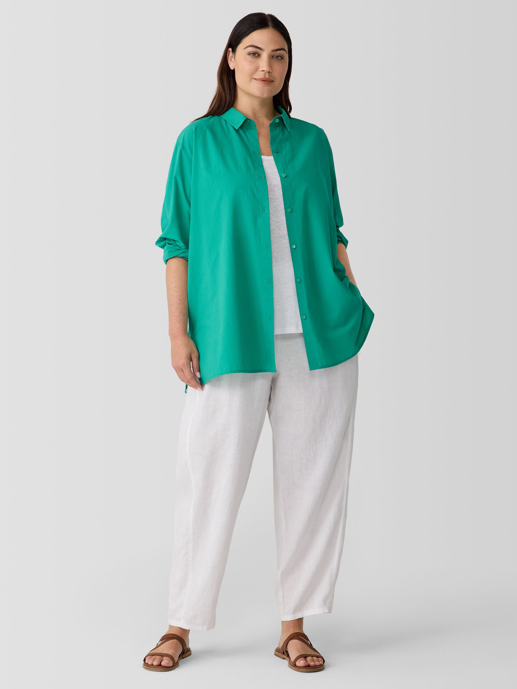 Washed Organic Cotton Poplin Classic Collar Shirt