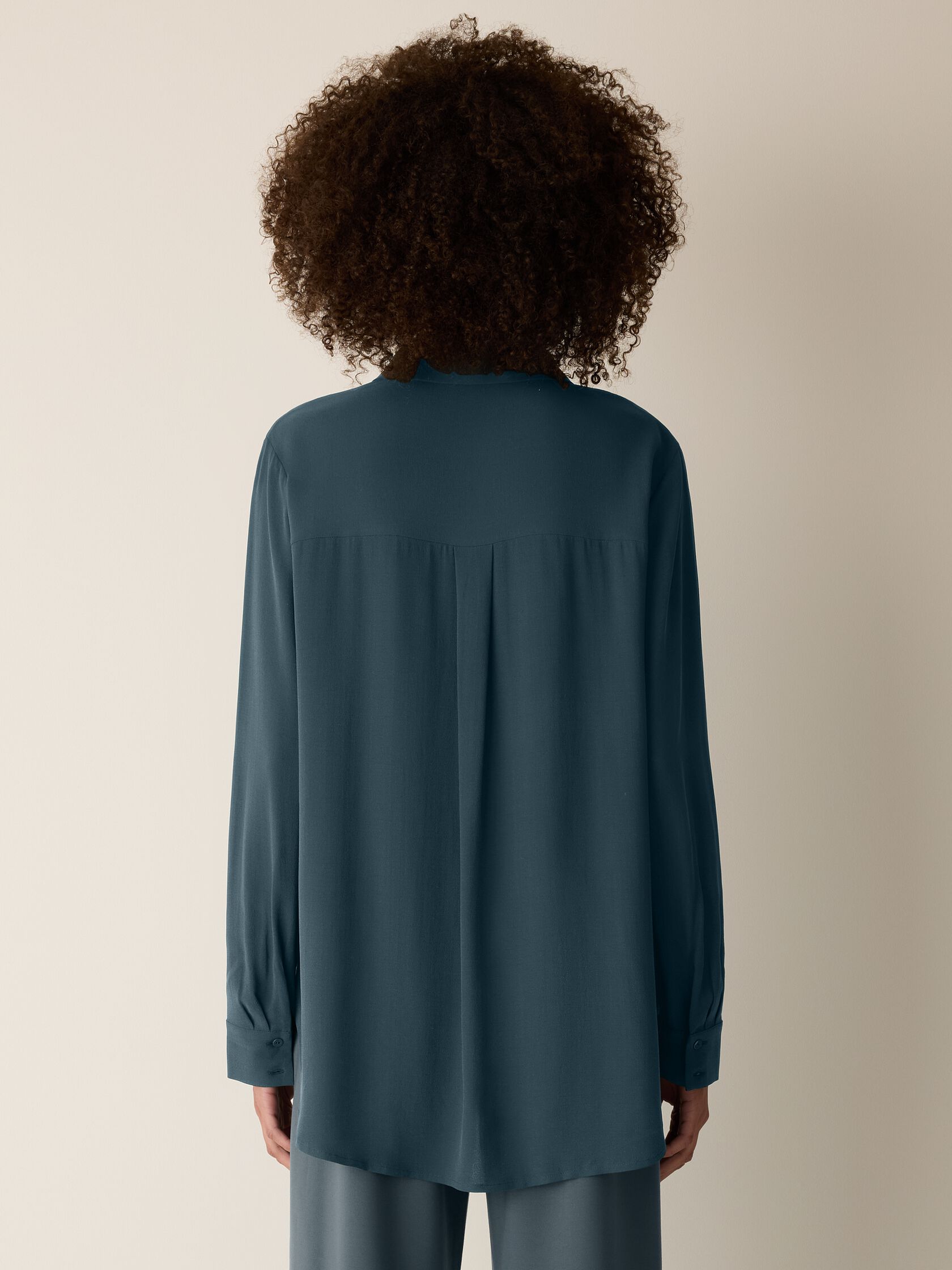 Silk Georgette Crepe Classic Collar Shirt