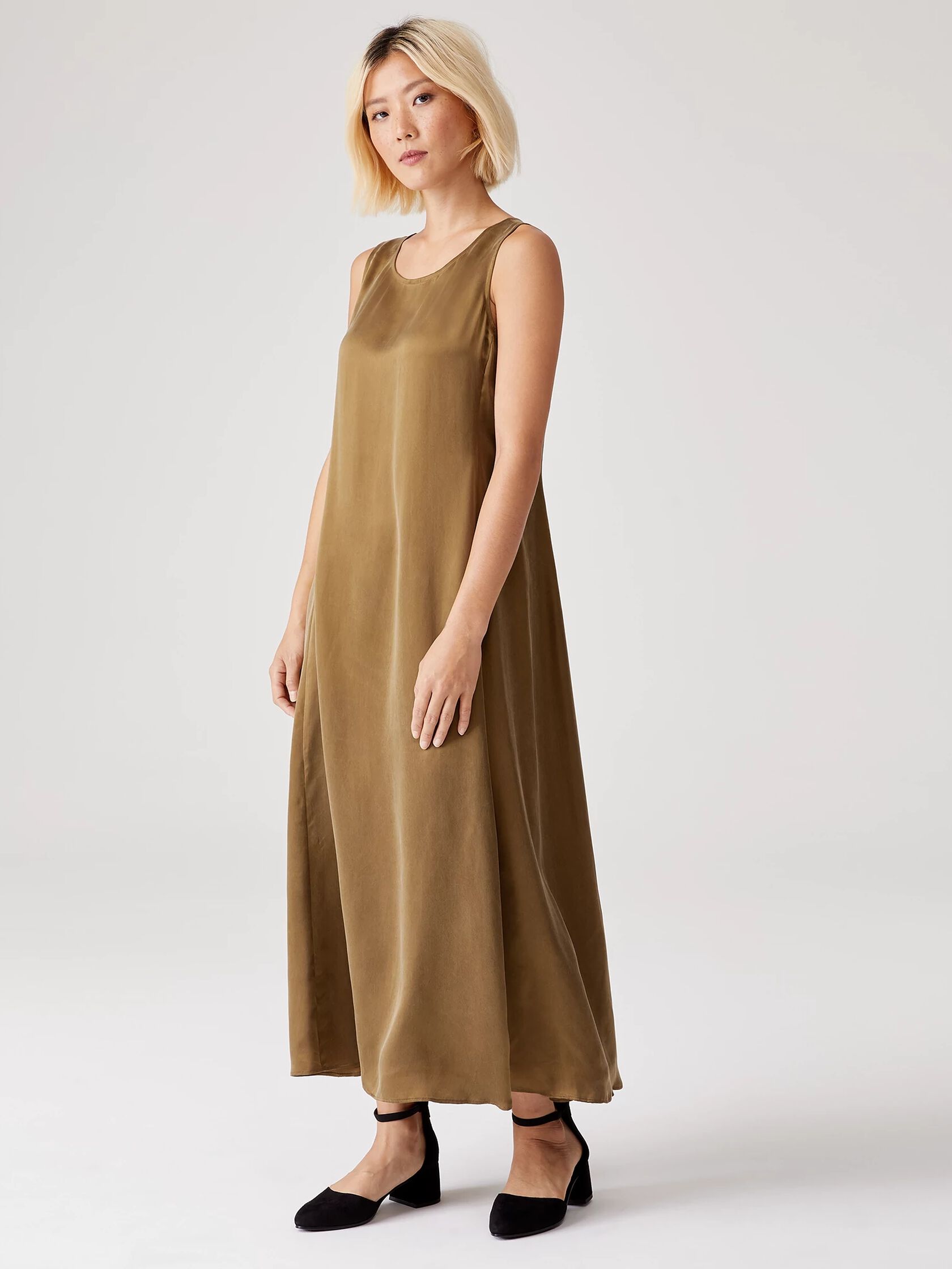 Sandwashed Cupro Shaped Dress