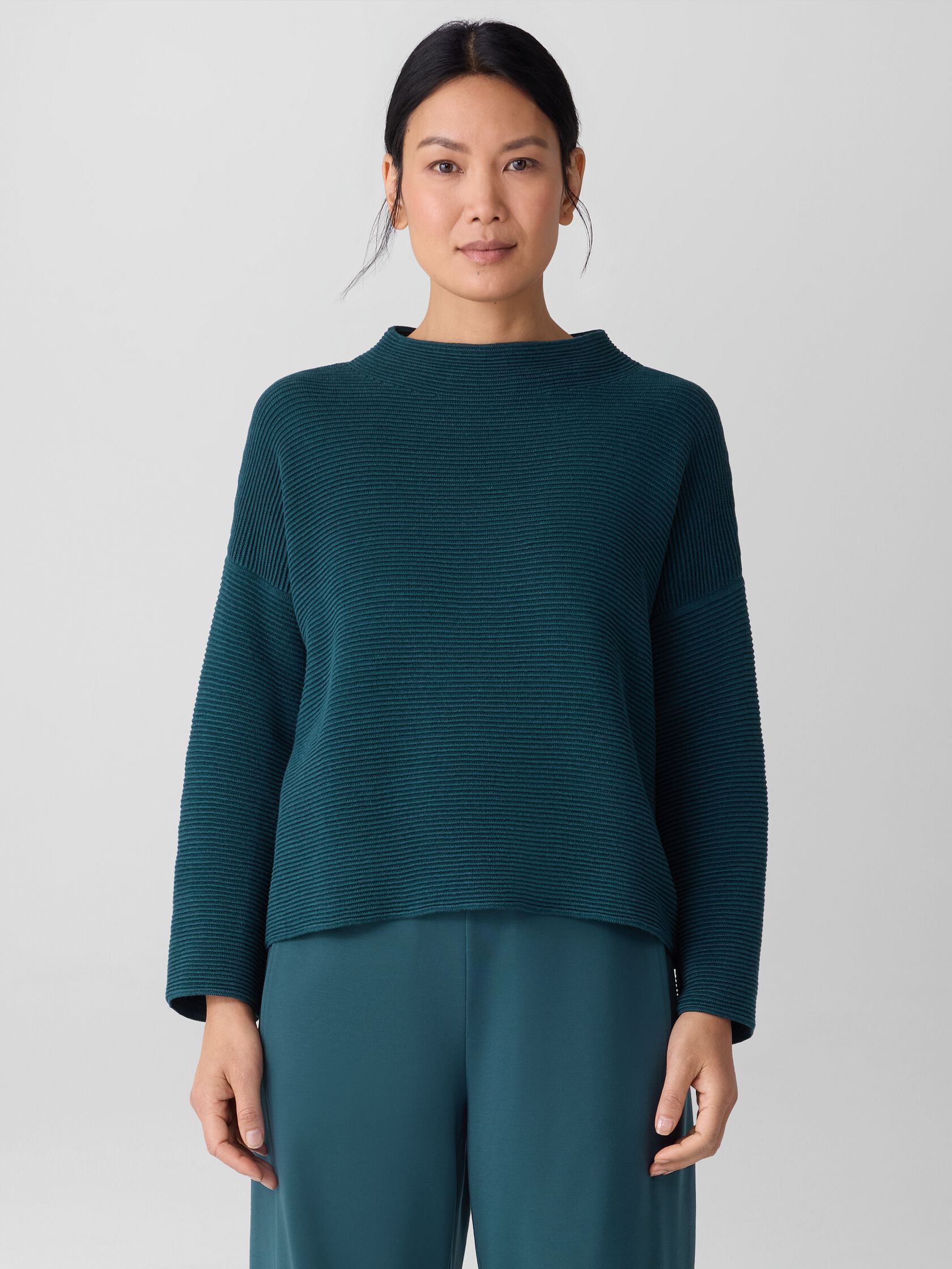 Peruvian Cotton Blend Funnel Neck Top