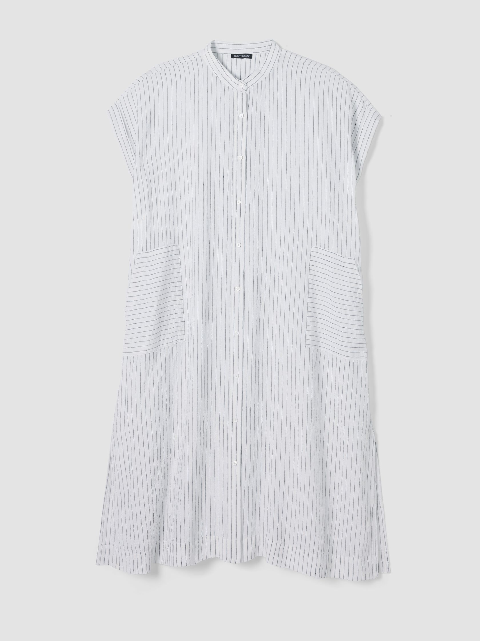 Puckered Organic Linen Shirtdress