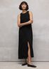 Woven Pliss&eacute; Round Neck Dress