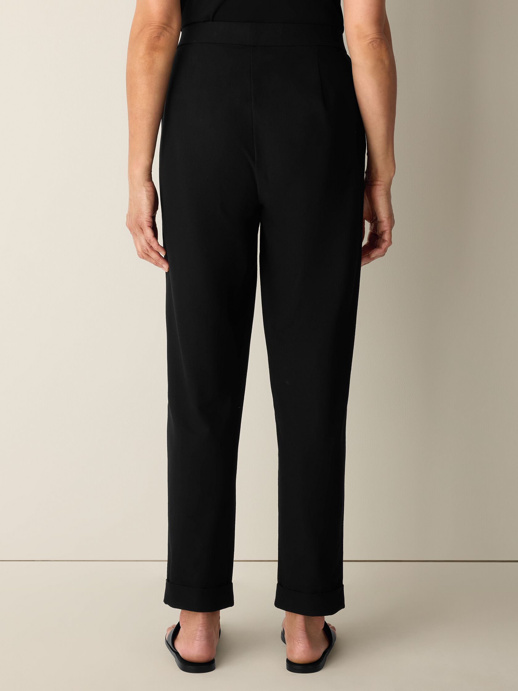 Washable Stretch Crepe Cuffed Pant