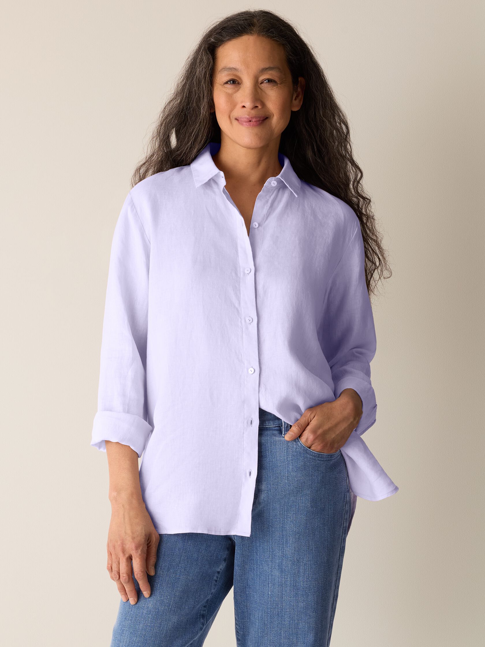 Organic Handkerchief Linen Classic Collar Shirt