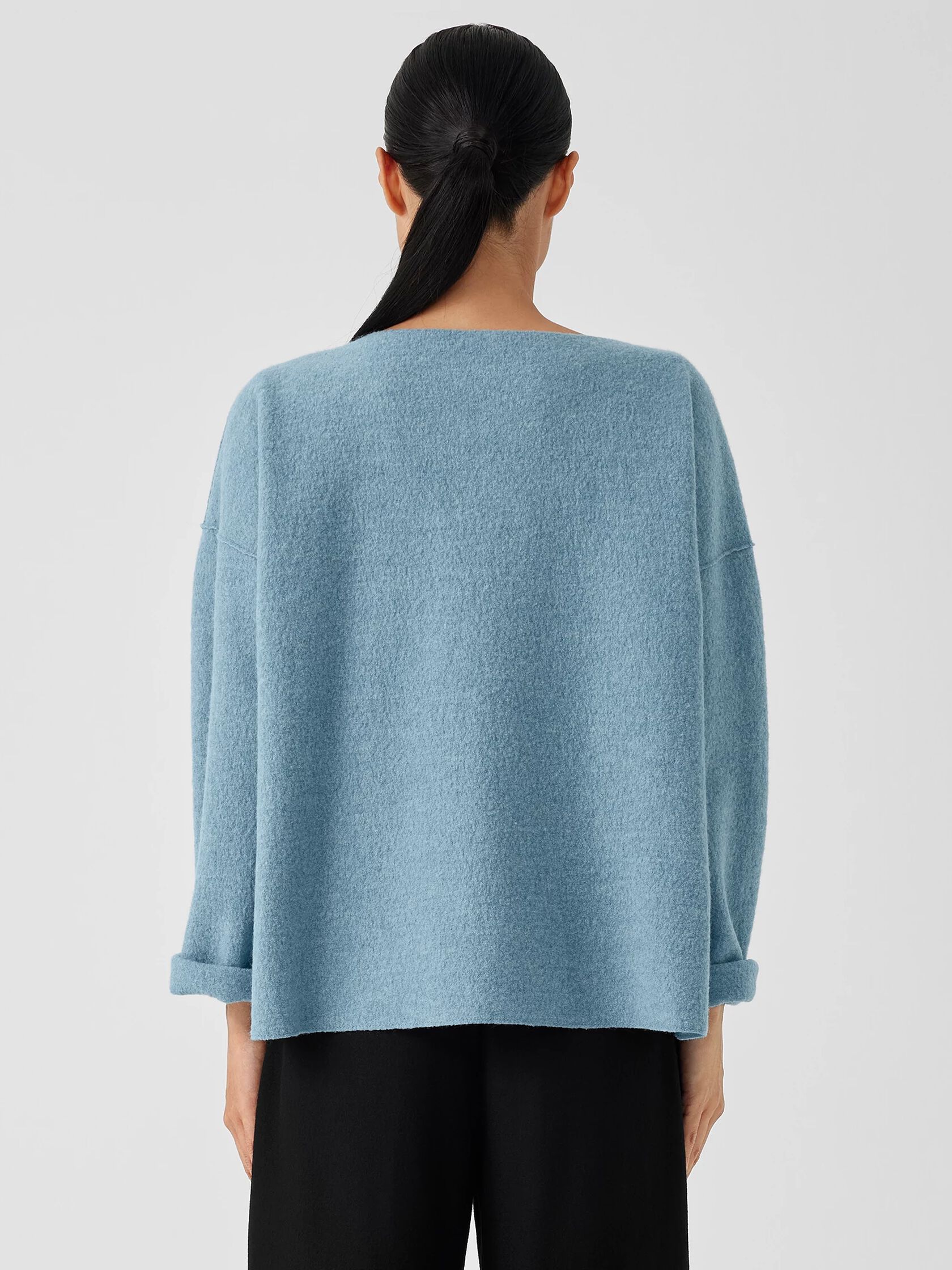 Lightweight Boiled Wool Bateau Neck Top in Regenerative Wool