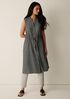Organic Cotton Microstripe Pucker Band Collar Shirt