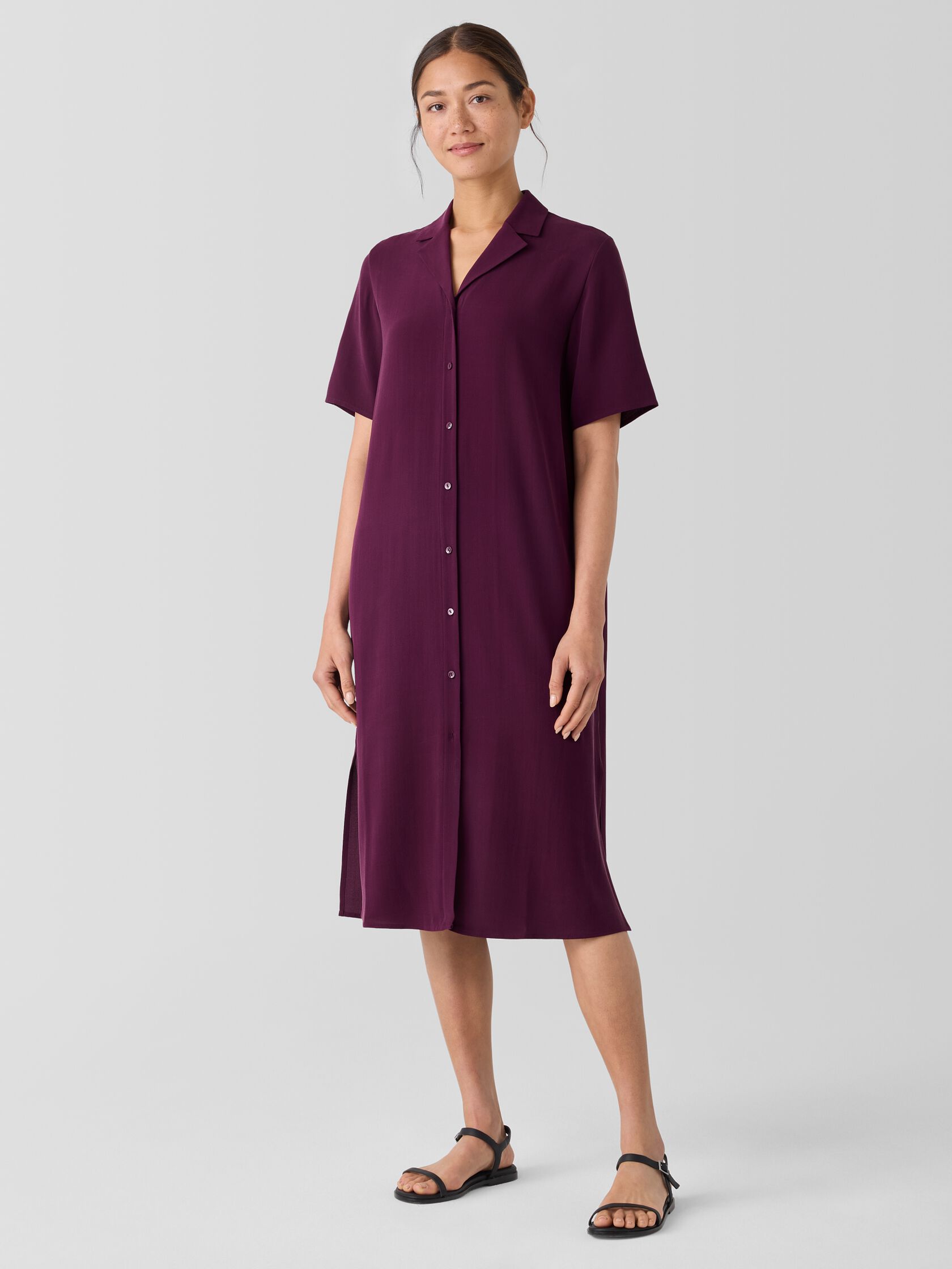 Silk Georgette Crepe Shirtdress