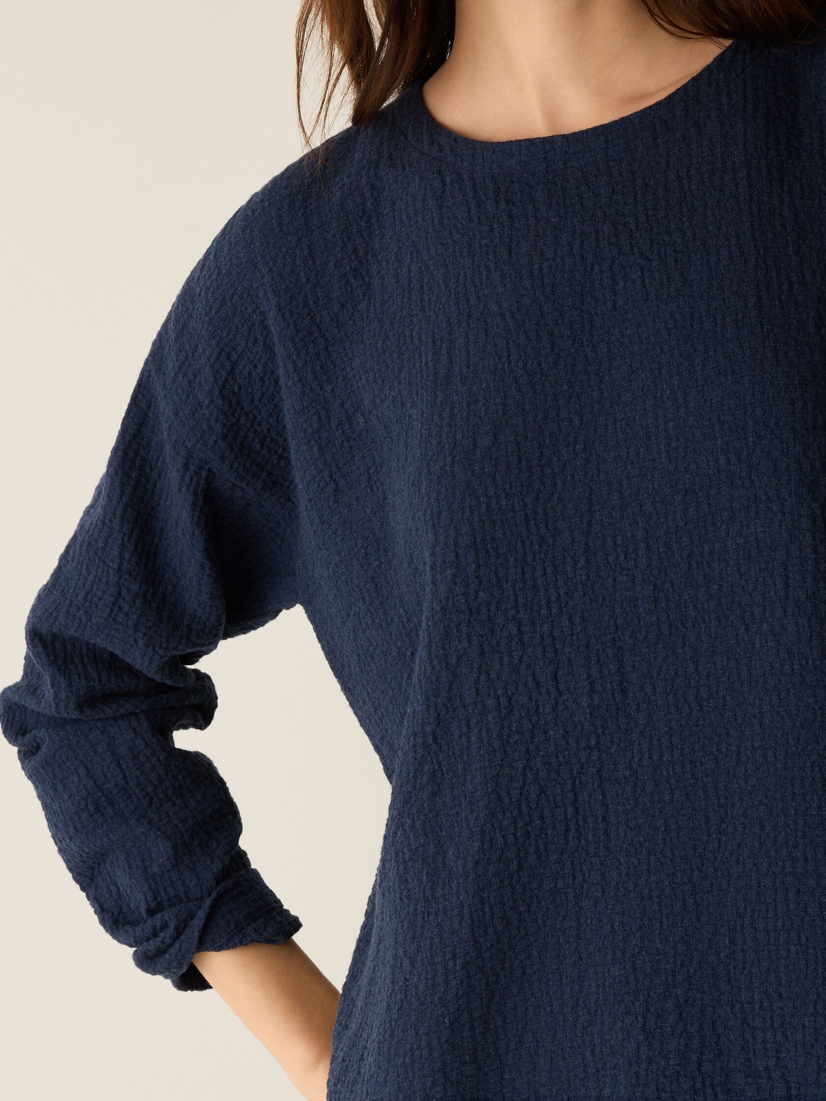 Organic Cotton Doubleweave Round Neck Box-Top