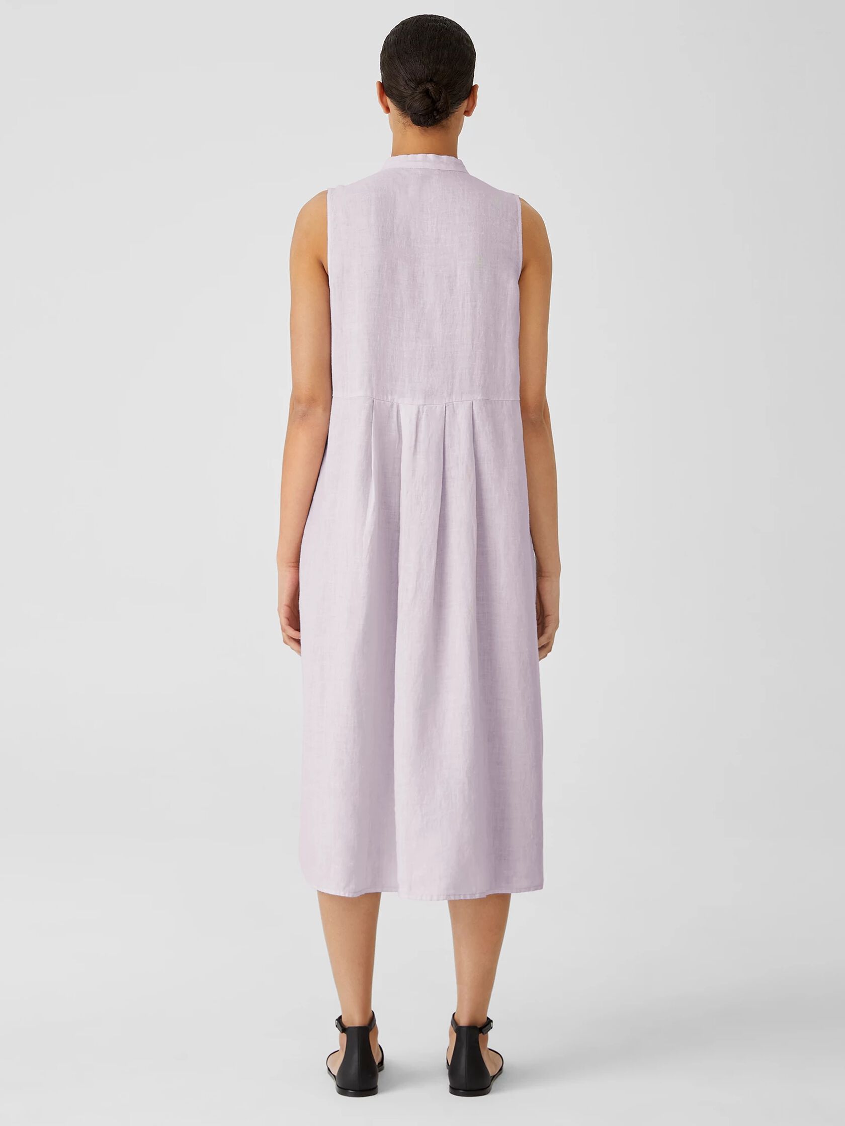 Garment-Dyed Organic Handkerchief Linen Pleated Dress