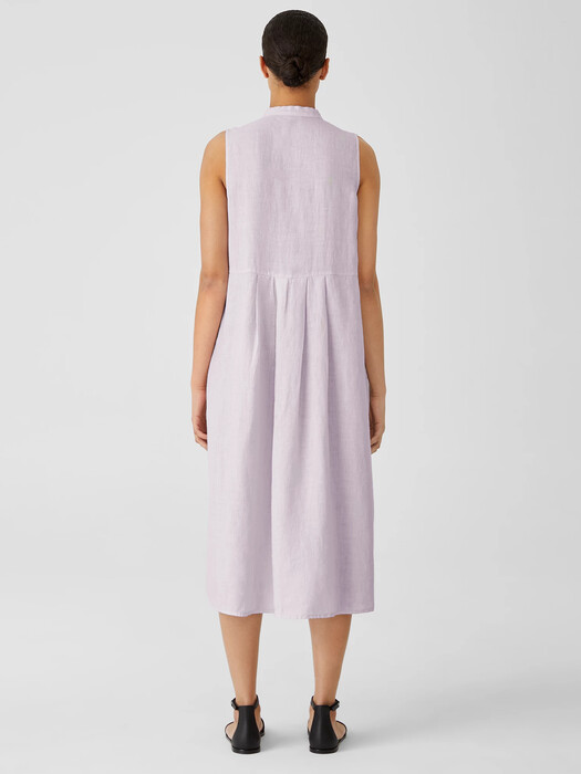 Garment-Dyed Organic Handkerchief Linen Pleated Dress