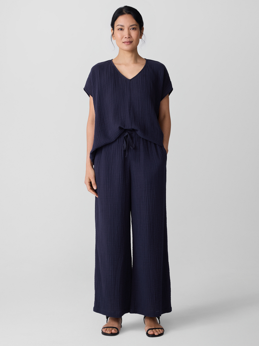 Organic Cotton Lofty Gauze Wide-Leg Pant