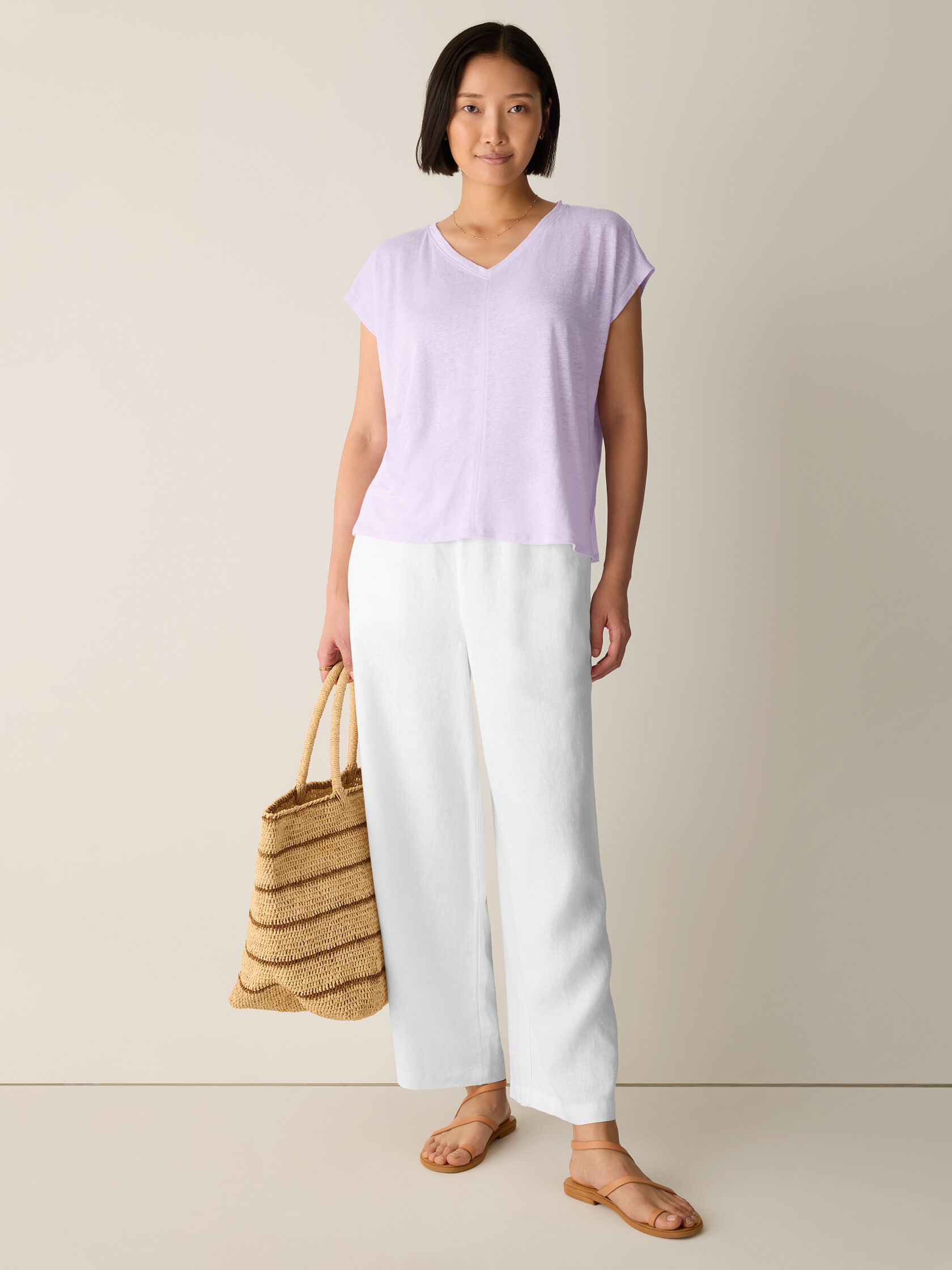 Organic Linen Jersey V-Neck Tee