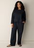 Cotton Indigo Knit Denim Crew Neck Top