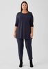 Stretch Jersey Knit Crew Neck Long Top