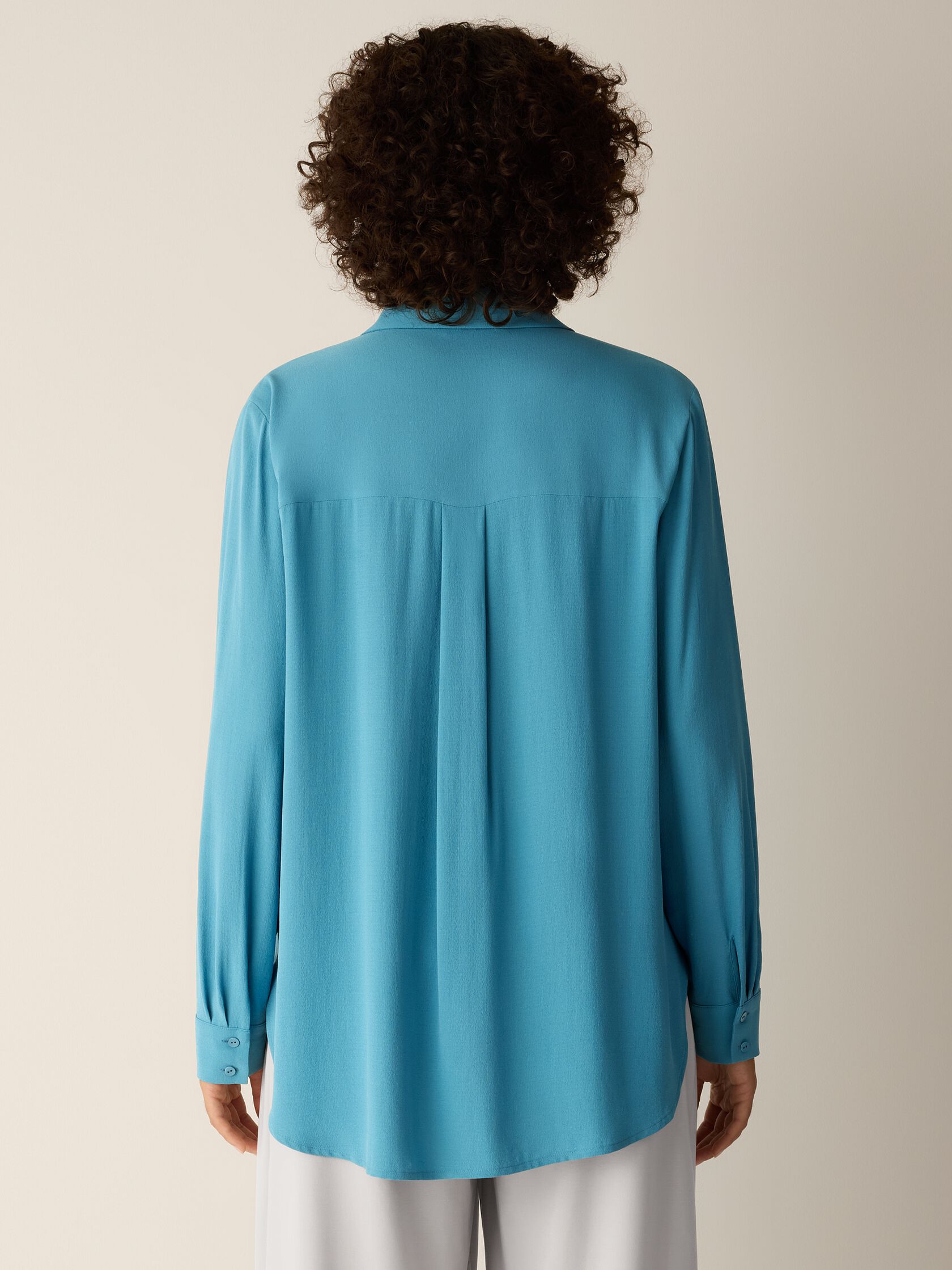 Silk Georgette Crepe Classic Collar Shirt