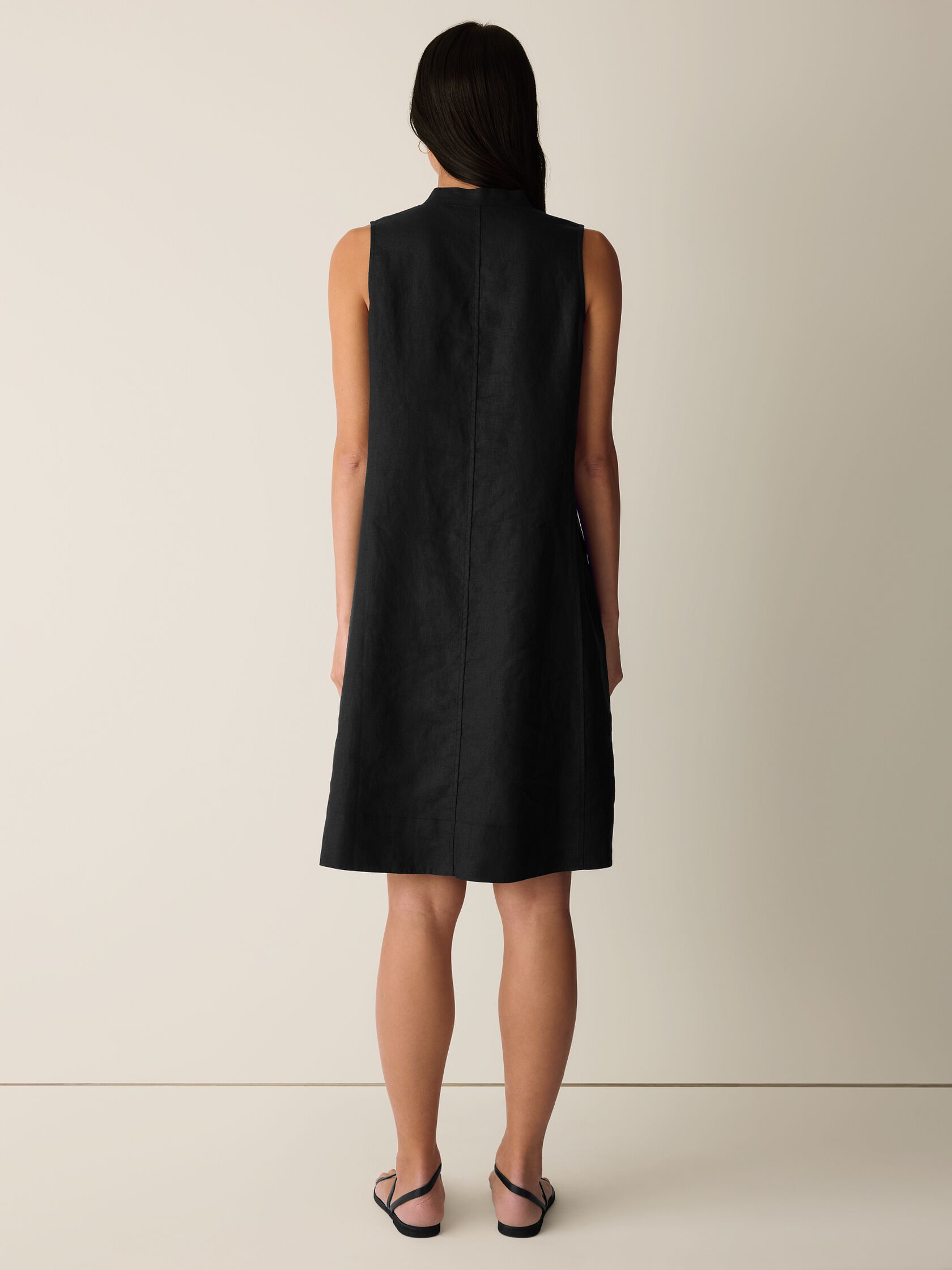 Organic Linen Split Neck Dress