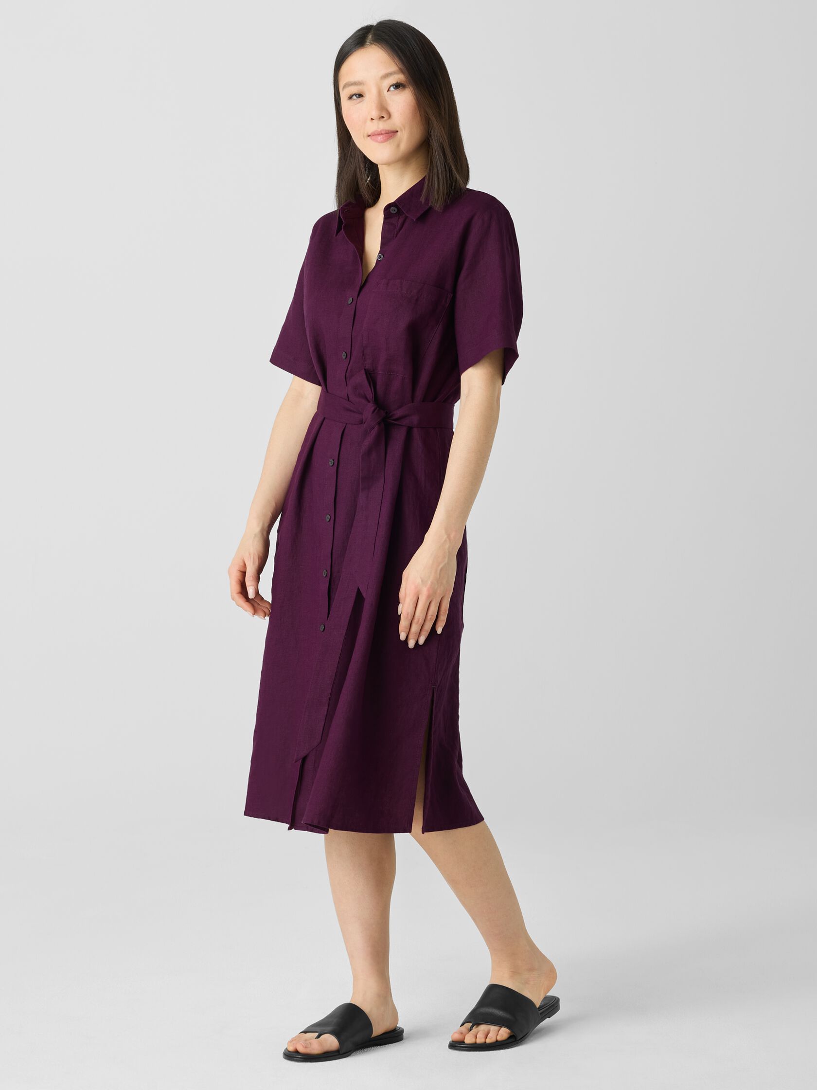 Organic Linen Classic Collar Shirtdress