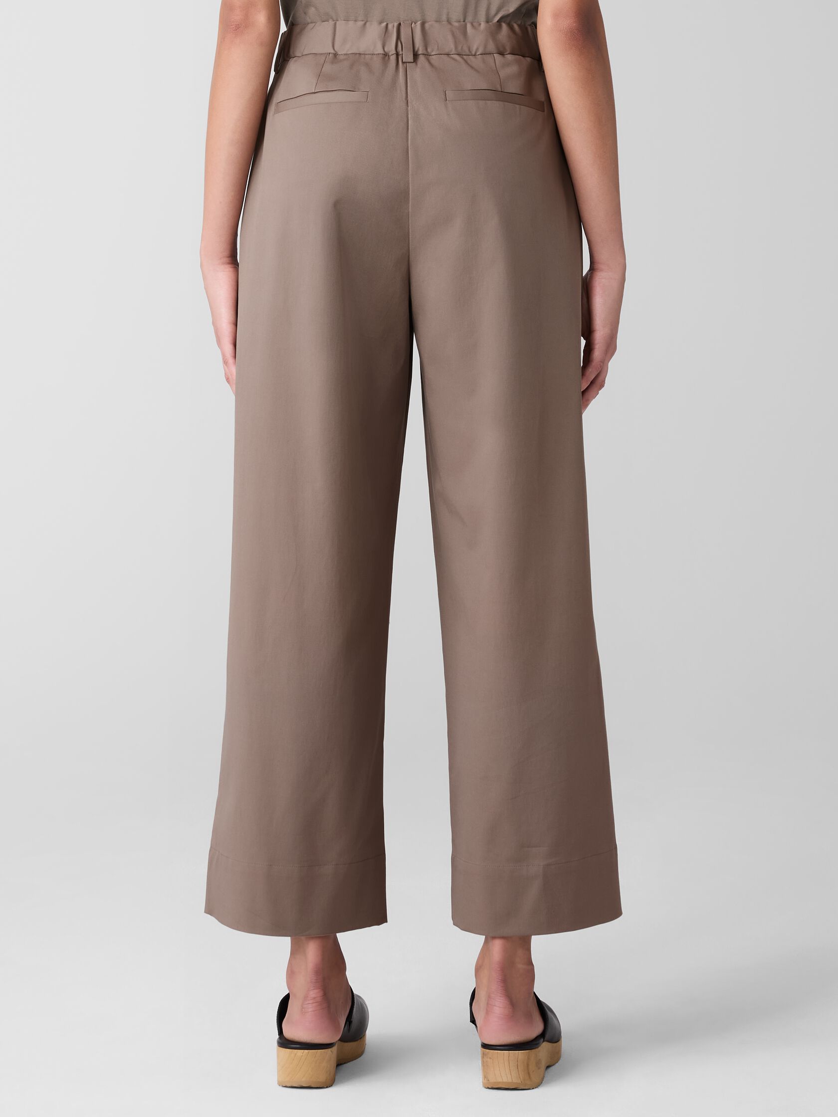 Stretch Cotton Twill Wide-Leg Trouser Pant