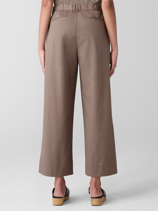 Stretch Cotton Twill Wide-Leg Trouser Pant