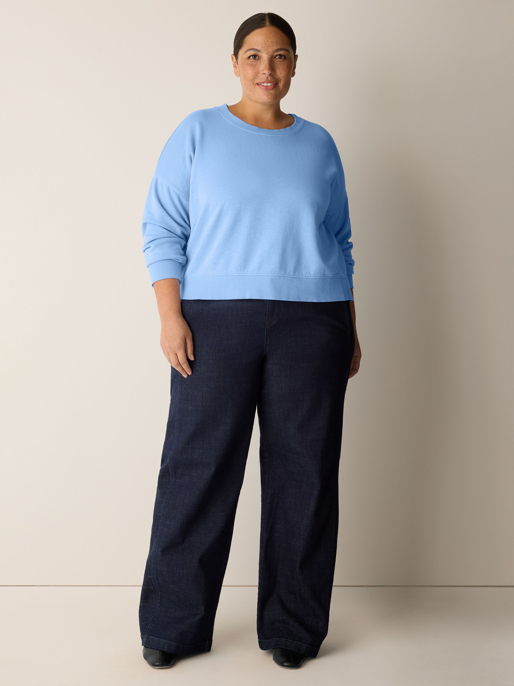 Garment-Dyed Organic Cotton Terry Cropped Box-Top