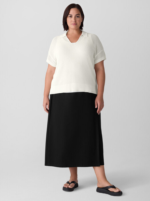 Cotton Silk Cord Split Neck Top