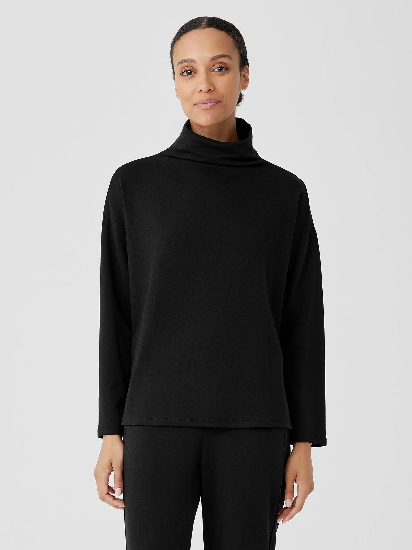 Cozy Brushed Terry Hug Funnel Neck Box-Top