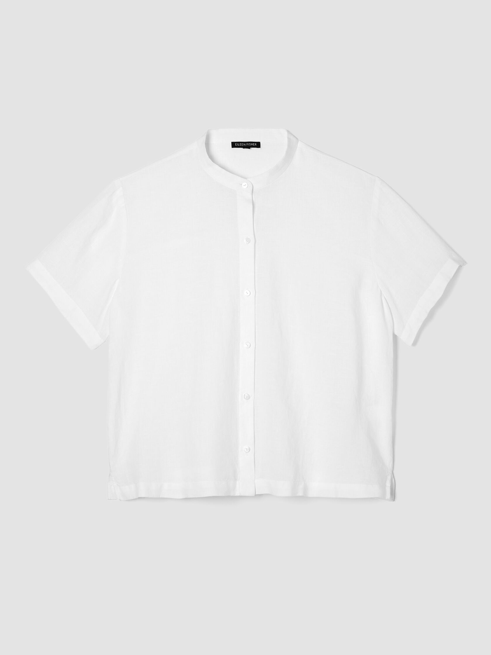 Organic Handkerchief Linen Band Collar Shirt