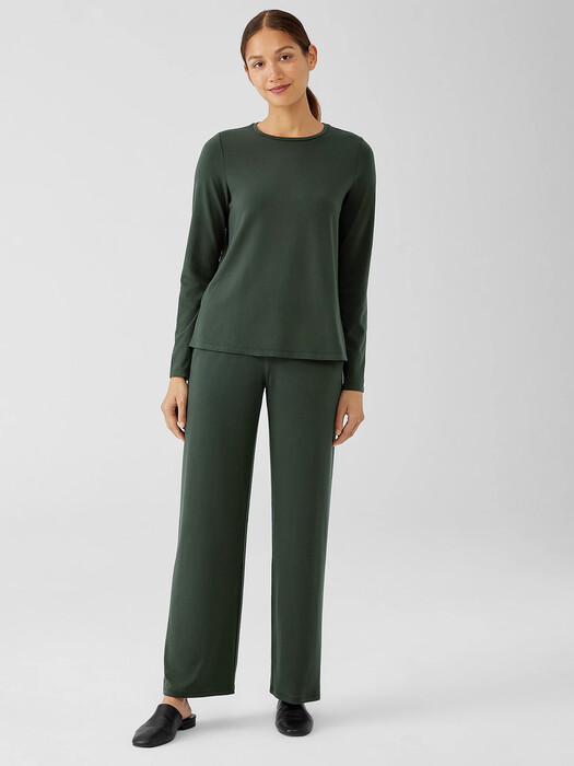 Stretch Jersey Knit Crew Neck Top